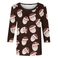 thumbnail image 5 of Meichang Hauts de Noël pour Femmes 2024 Soldes Manches 3/4 Coupe Ample Col Rond Hauts d'Automne Joyeux Noël T-Shirts Graphiques Décontractés Hauts de Vacances Blouses, 5 of 5