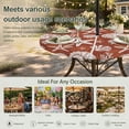 thumbnail image 6 of Round Outdoor Tablecloth with Umbrella Hole and Zipper, Starfish Red Coastal Tablecloth with Elastic Waterproof, Summer Nautical Shell Beach Patio Table Covers for 55" - 60" Picnic Pool Tables, 6 of 9