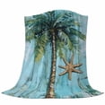 thumbnail image 6 of Coastal Blue Green Blanket Soft Cozy Warm Twin Blanket for Bed, Plush Fuzzy Flannel Fleece Blankets for Sofa, Ocean Beach Tropical Plant Starfish Throw Blankets for Couch, Gifts for Men, 60"x80", 6 of 9