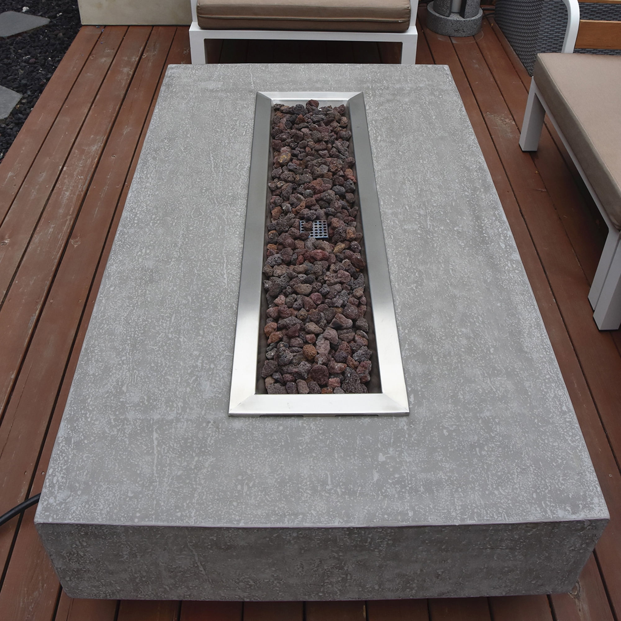 Elementi Manhattan 56 In Concrete Outdoor 45,000 BTU Natural Gas Fire Pit