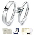 thumbnail image 1 of 2 Anillos Duo Promesa Plata Fina 925 Amor Parejas Compromiso Modelo Plateado, 1 of 4