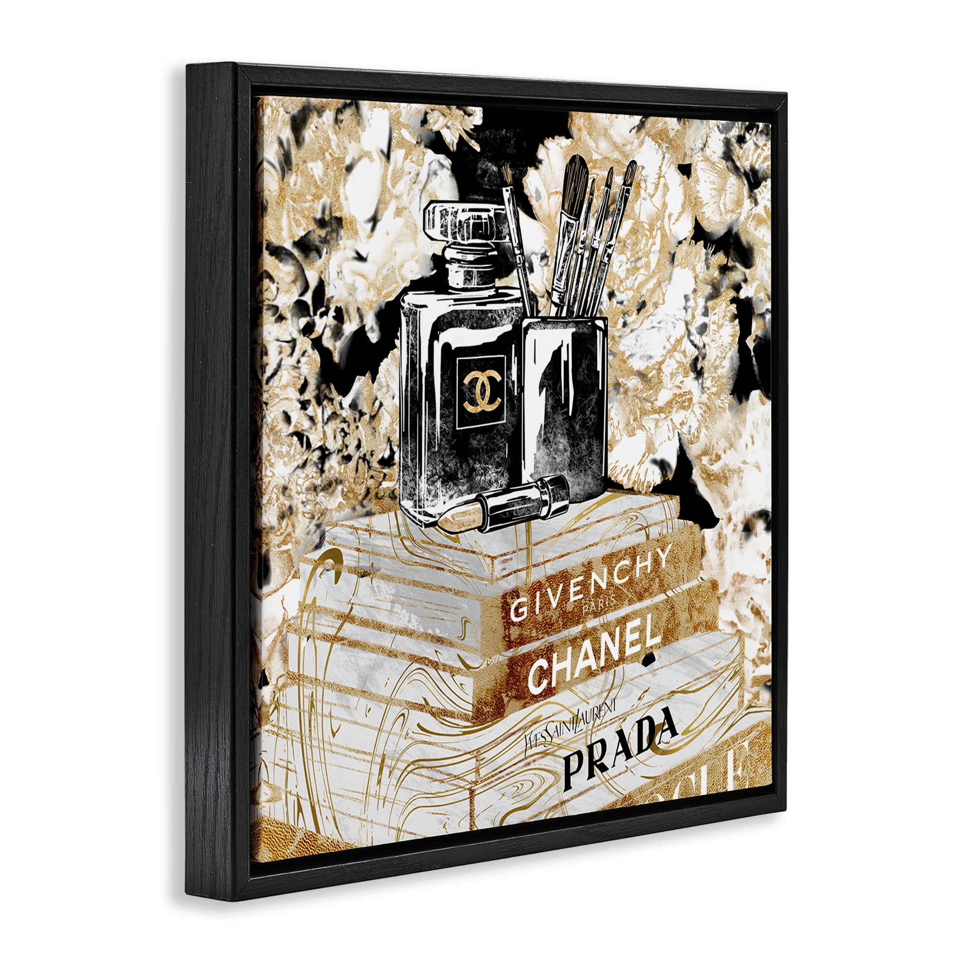 Stupell Industries Glam Designer Fashion Books Beauty & Fashion Painting Black Floater Framed Canvas Art Print Wall Art, 25 x 25