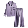 thumbnail image 4 of XINXIAOO Women's Fashionable Pajama Set Silk Pajamas 2 Piece Satin Pajama Set Long Sleeve Button Down Casual Suit With Pants Fuzzy Pajama Tops for Women Short Pajamas Women Womens Tall Pajamas Womens, 4 of 4
