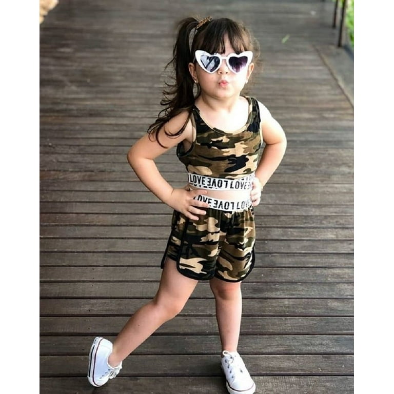 Camo shorts 2025 for little girls