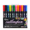 thumbnail image 2 of YAOMOBB 2mm Nib Pen Double Line Outline Pens Set 12Pcs Different Colors Self Outline Metallic Glitter Markers Writing Drawing Pens for DIY Art Greeting Card, 2 of 6