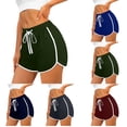thumbnail image 1 of Pxkloy Womens Summer Shorts Trendy High Waisted Drawstring Workout Short Color Block Running Beach Shorts for Teen Girls Blue,S, 1 of 5