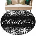 thumbnail image 6 of Merry Christmas Round Rug 5ft Washable Circle Kitchen Rugs Non Slip Winter Snowflake Xmas Aesthetic Black Large Area Rug Indoor Floor Carpet for Bedroom Living Room Home Office Dining Room Nursery, 6 of 8