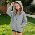 thumbnail image 4 of Luhomi Oversized Sweatshirt for Girls Button up Long Sleeve Pullover Hoodie Kids Fall Winter Fashion Clothes(Gray,5-6 Years), 4 of 7