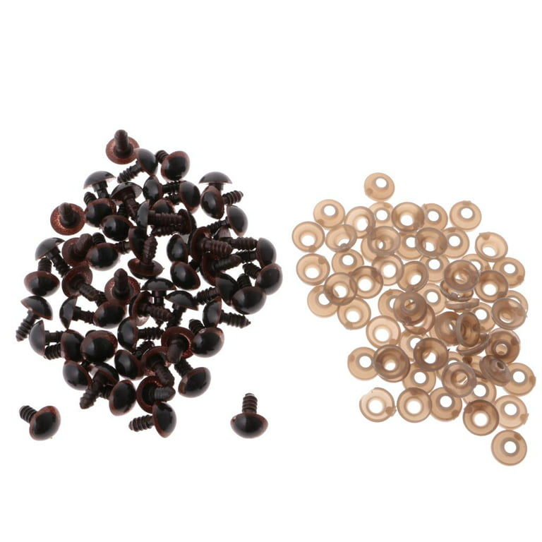 100 Pieces 6mm / 8mm Safety Eyes Eyes Doll Doll , Brown, 12mm 