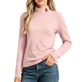 thumbnail image 2 of BaoFuBaoMei Basic Tees for Girls Solid Color Long Sleeve Shirt Tops Embroidery Slim High Neck Fall Outfits for School Daily Wear Outdoor, 2 of 6