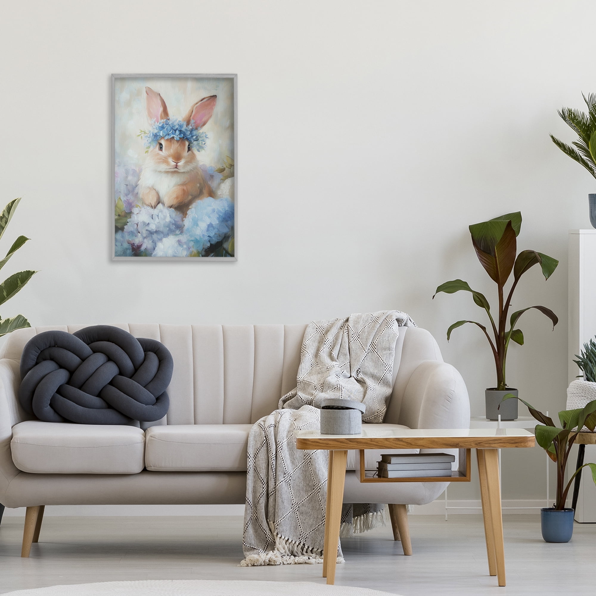 Stupell Industries Bunny In The Blossoms Gray Framed Giclee Art, design by Tina LeCour
