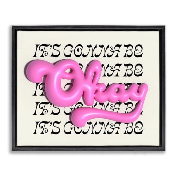 Stupell Industries Gonna Be Okay Typography Text & Numbers Painting Black Floater Framed Canvas Art Print Wall Art, 21 x 17