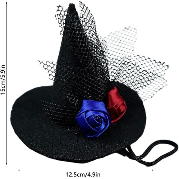 Halloween Cat Witch Rose Hat, Adjustable Costume Dress Up Headwear, Dog Hat for Stage Show Festival, For Party Holiday Masquerade Cosplay