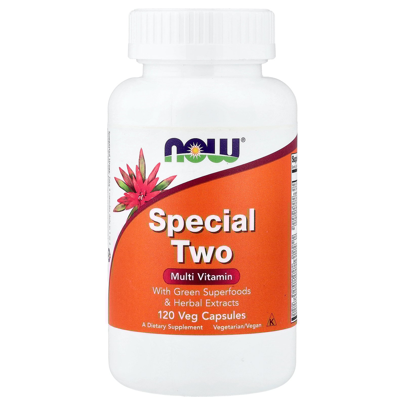 NOW Foods Vegetarian Special Two Multivitamin with Green Superfoods Caps, 120 Ct