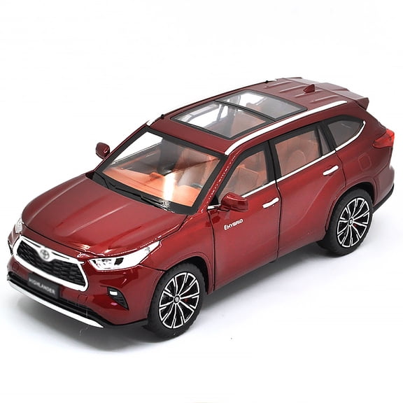 1: 24 Suitable for Toyota Highlander alloy die-casting metal car models, with sound, light, and rebound functions, children's toy car collection, boys' birthday gifts