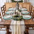 thumbnail image 6 of Turquoise Burlap Texture Round Placemats Set of 4 for Dinning Tables,Heat-proof Braided Table Mats 13 Inch,Farmhouse Vintage Aqua Washable Place Mat for Kitchen Restaurant Party Decor Table Setting, 6 of 9