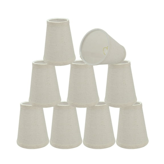 Aspen Creative 32663-9 Small Hardback Empire Shape Chandelier Clip-On Lamp Shade Set (9 Pack), Transitional Design in Off-White, 4" bottom width (2 1/2" x 4" x 5" )