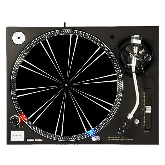 KuzmarK™ 12" DJ Turntable Slipmat - Black Web Spiral