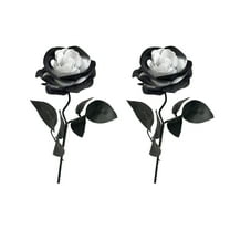 SLYNSHome Halloween Artificial Flowers Black White Roses,Fake Silk Flower Long Stem for Halloween Home Vase Wedding Party Decorations