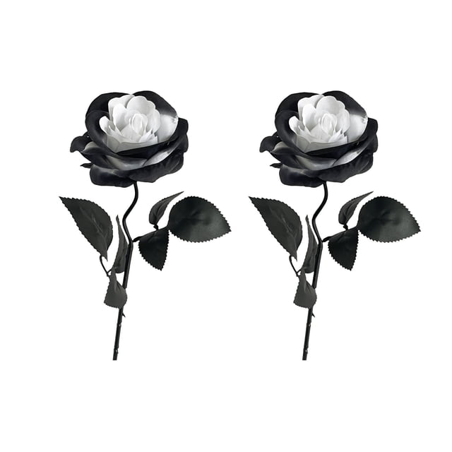 Flowers Artificial for Decoration Rose Gothic Dark Artificial Flower White Inner Ring Red Halloween Decoration Artificial Flower Silk Flower Artificial Flower