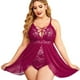 thumbnail image 4 of Ropa interior Mujer Gibobby Sexy elástico talla grande dos piezas camisón de malla rosa XL, 4 of 5