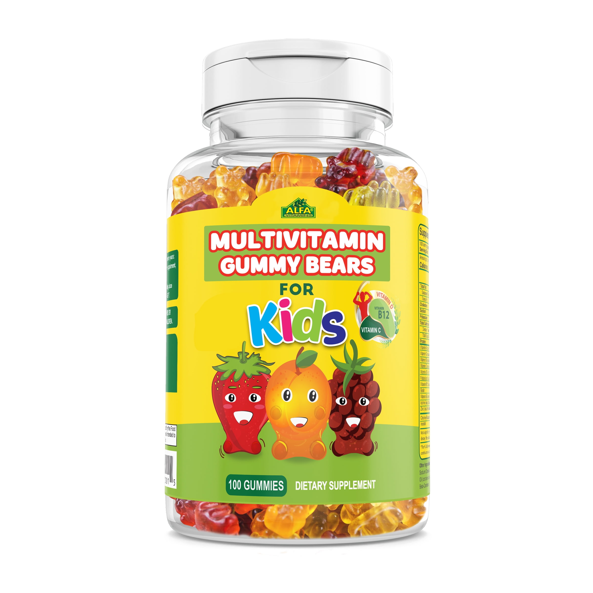 Alfa Vitamins Kids Complete Daily Gummy Vitamins Multivitamin Vitamin C B12 D3 Iodine Supplement Non Gmo 100 Count 100 Day Supply Walmart Com Walmart Com