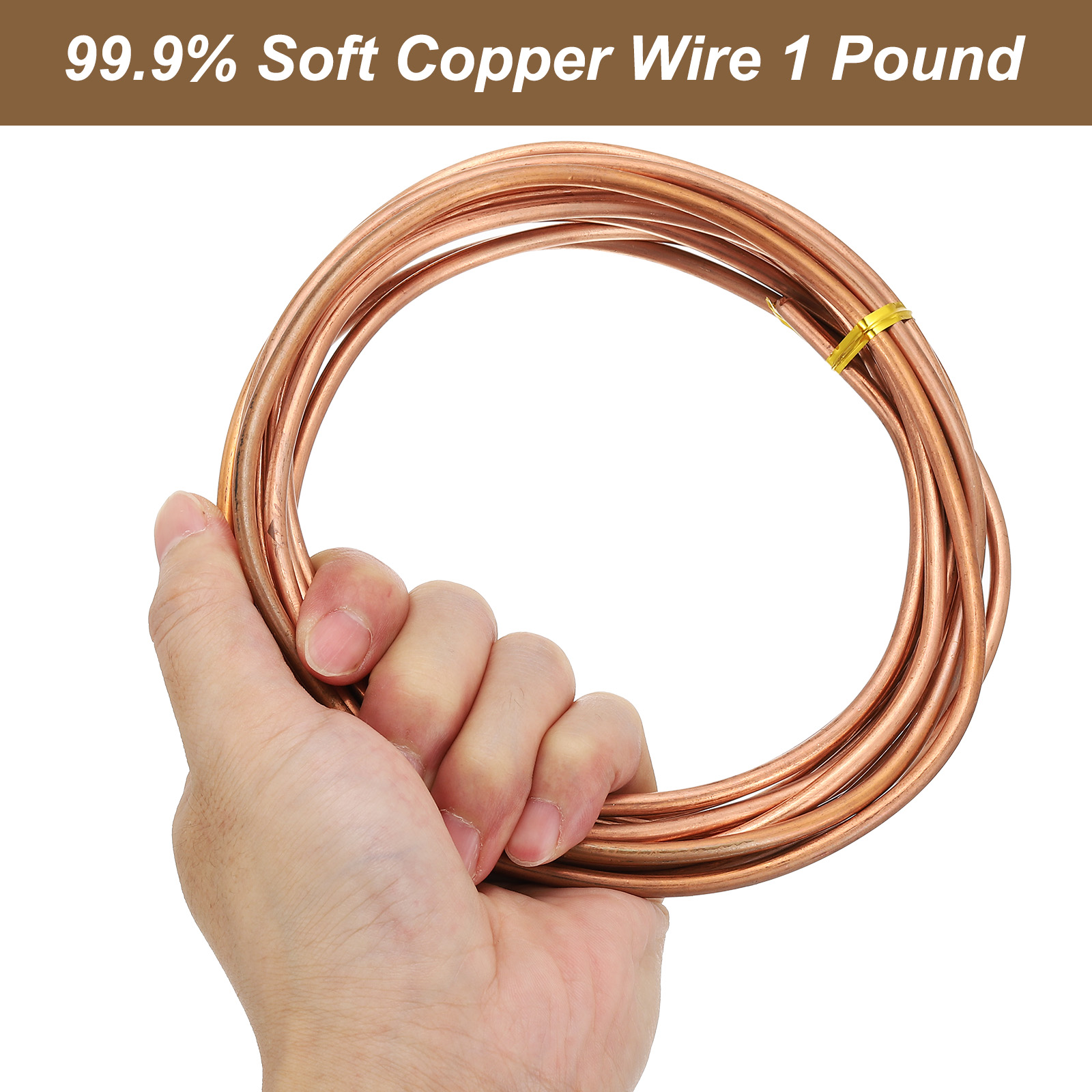 Uxcell 99.9% Soft Copper Wire, 7 Gauge/3.5 mm Diameter 17 Feet/5.3 m 1 Pound