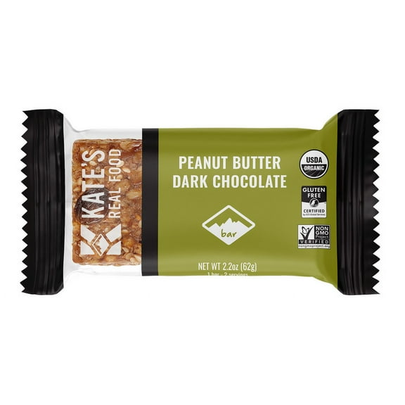 (Pack of 12), Kate's Real Food Grizzly Bar - Peanut Butter Dark Chocolate, 2.2 oz