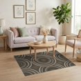 thumbnail image 3 of ODIKA Round Decorative Dining Taupe Cream Swirling Circle Abstract for Playroom, Bedroom, Reading Nook, Pet Friendly & Kids Safe Play, 3 of 7