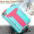thumbnail image 2 of Allytech iPad Air 5 Case, iPad Air 4 Case, Rugged Heavy Duty Protective Build in Kickstand Feature Kids Friendly Anti-scratch Drop Proof Case Cover for Apple iPad Air 5th 4th Gen 10.9", Aqua/Rose, 2 of 3