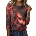 thumbnail image 2 of Halloween Shirts for Women 长袖 2026 Cute Pumpkin Ghost Bat Tunic Blouse Vintage Crew Neck Tops Casual Holiday Shirt Tops Clothes, 2 of 7