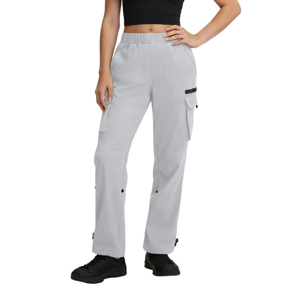 JGGSPWM Women's Hiking Pants Quick Dry Lightweight Outdoor Sports Casual Jogger Pants Elastic Waist Cargo Pants for All Seasons Gray M