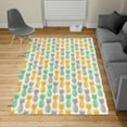 thumbnail image 2 of Pineapple Turkish Area Rug, Summer Island Tropic Fruit Pattern Stamped Minimal Backdrop Pop Art, Soft Carpet for Living Room Decor with Distressed Look, 4' X 5.7', Grey Mustard, by Ambesonne, 2 of 4