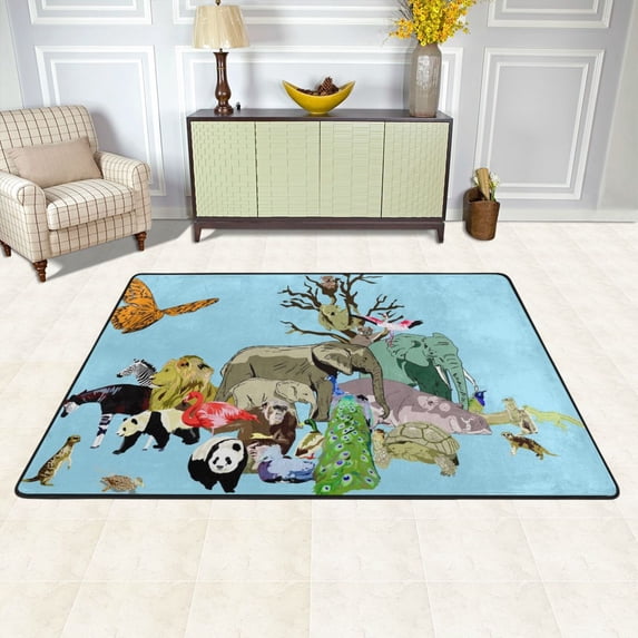 XMXY Zoo Animals Peacock Area Rugs Doormat Outdoor Entrance, Facecloth Non-slip Floor Mat Rug for Living Room Kitchen Sink Area Indoor,36"x24"