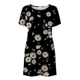 thumbnail image 3 of Pntutb Rollback and Clearance Clothes,Womens Plain Loose Short Sleeve Loose Dress Floral Print Sunflower Print Dress, 3 of 6