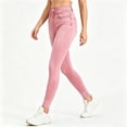 thumbnail image 2 of Pants Women, Women's Pants High Waisted Stretchy Jeans, Slim Fit Cuffed Hem Skinny Cropped Denim Pants with Pockets for Casual Daily Pink L, 2 of 7