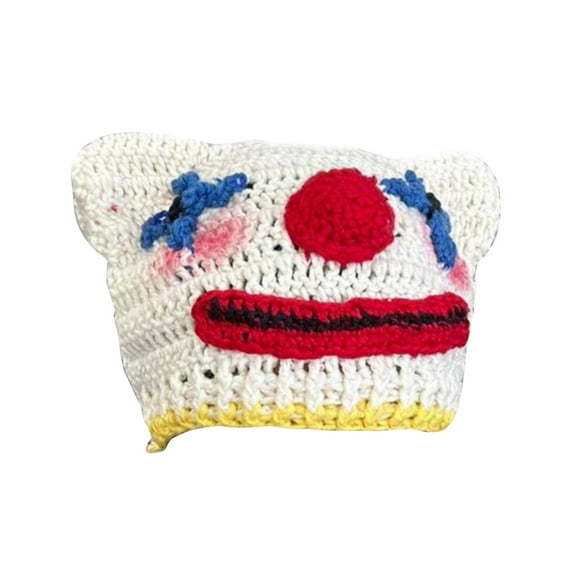 Winter Warm Knit Hat for Women Funny Clown Hat Soft Skull Hat Outdoor Activity Cap Cartoon Ear Pullover Hat