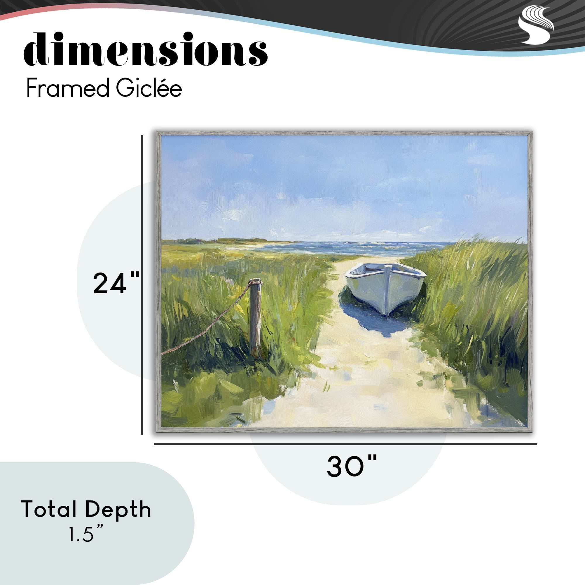 Stupell Industries Moored Boat on Path Gray Framed Giclee Art, design by Sisi and Seb