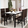 thumbnail image 1 of Recaceik Dining Room Table Set Modern Dining Table Set for 4 Kitchen Table and Chairs Faux Marble Dinner Table & 4 PU Leather Upholstered Chairs Dinning Table Sets for 4 Kitchen & Dining Room Sets, 1 of 5