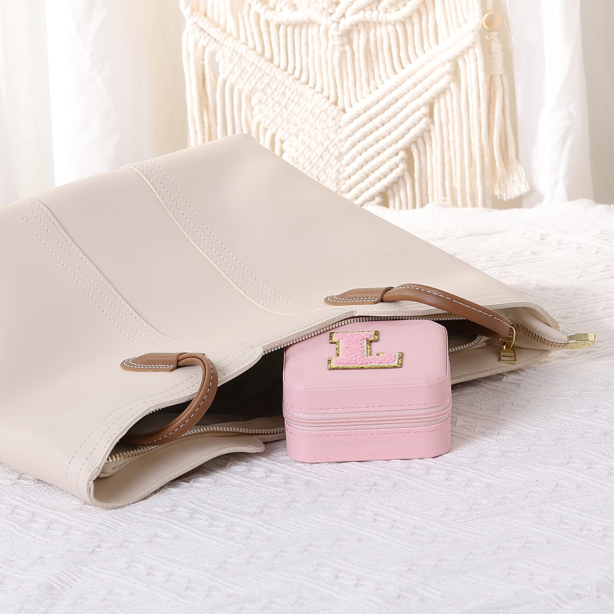 Unique Bargains Jewelry Box Small PU Leather Jewelry Organizer Case Storage Display Holder Pattern L