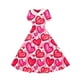 thumbnail image 5 of Vestido de manga corta con cuello en V para niña, estampado de manga corta, falda con cuello doblado y cintura mediana y grande, de poliéster., 5 of 6