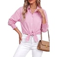 thumbnail image 2 of Fantaslook Striped Button Down Shirts for Women Smocked Cuffed Trendy Blouse Causal Long Sleeve Tops with Pocket, 2 of 9