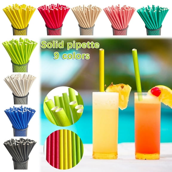 Hwkond 200PC Straws Disposable, Disposable Paper Straw Beverage Party Dessert Cake Decoration
