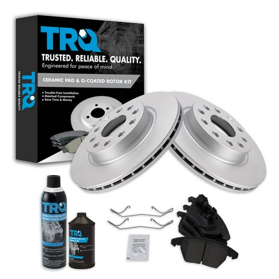 TRQ Front Premium Ceramic Brake Pad & Coated Rotor Kit w/Fluids for VW Jetta BKA24995 Fits select: 2011-2018 VOLKSWAGEN JETTA