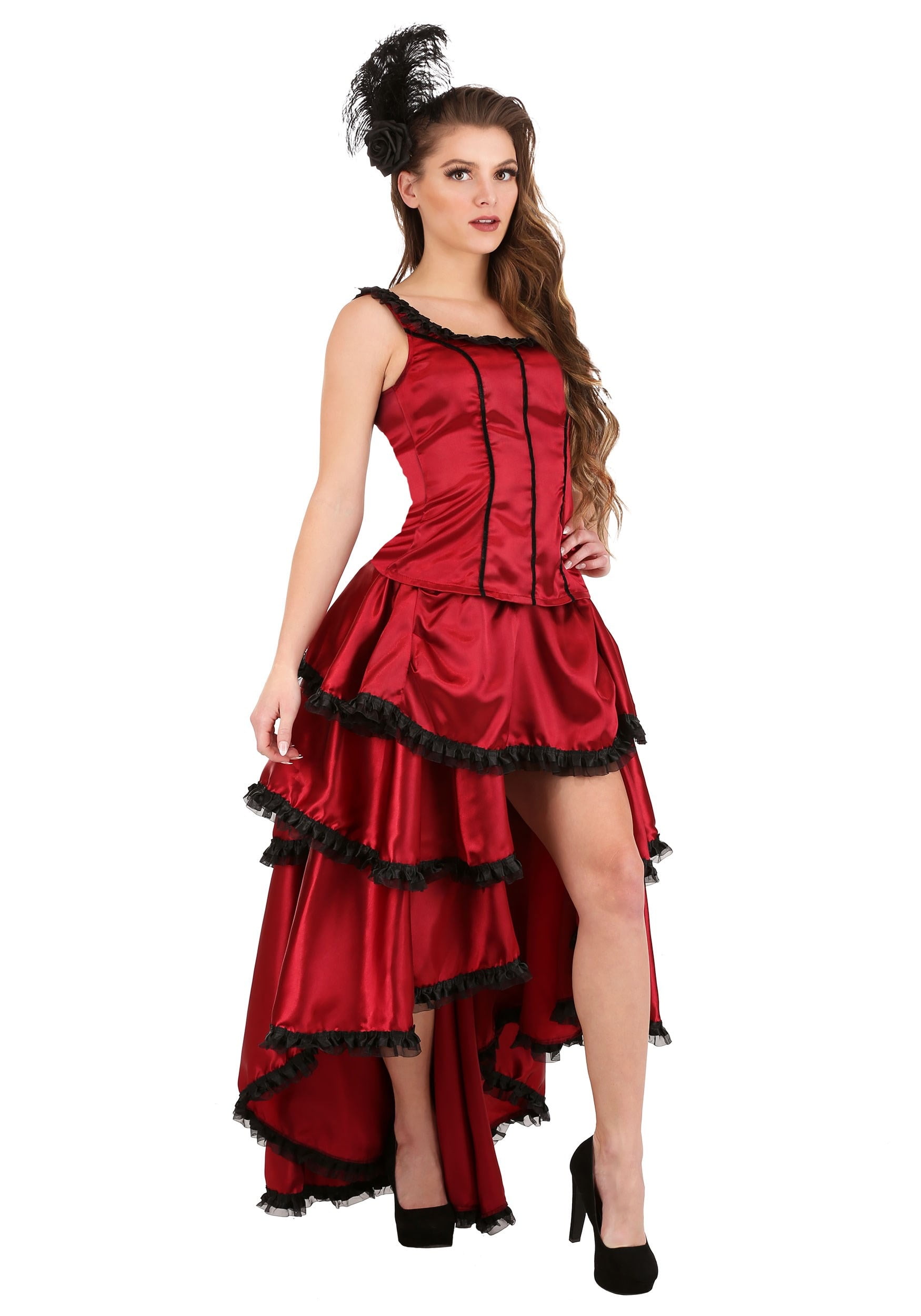 Saloon Girl Costume Adult Wild West Madame Can Can Dancer Halloween Fancy Dress