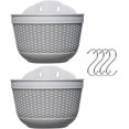thumbnail image 1 of 1 juego de 2 maceteros colgantes para exteriores, cesta colgante de plástico, soporte para plantas, colgador para valla de balcón, maceteros montados en la pared con drenaje y 4 ganchos (gris+gris) ER, 1 of 5