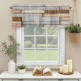 thumbnail image 3 of Grey Wood Grain Valances for Windows, Rod Pocket Kitchen Valance Curtains - Soft & Washable Small Window Treatment for Living Room, Bathroom, Brown Rustic Vintage Wooden 54x18inch, 1 Panel, 3 of 9