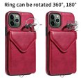 thumbnail image 3 of Allytech iPhone 12 Pro Max Case with Ring Holder & Shoulder Strap, Retro PU Leather Cards Slots Kickstand Detachable Lanyard Shockproof Wallet Case Cover for Apple iPhone 12 Pro Max - Red, 3 of 14