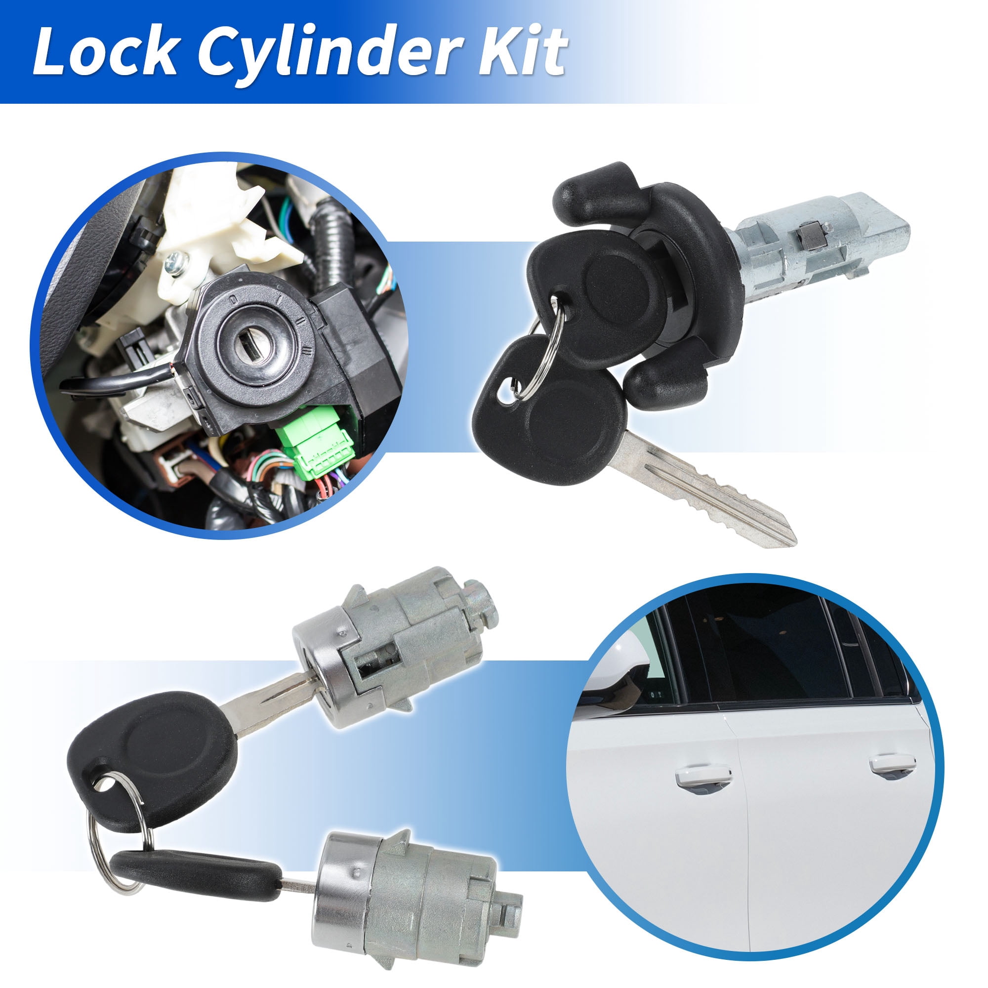 Unique Bargains Ignition Lock Cylinder and Door Lock Cylinder with 2 Keys for Chevrolet Silverado 1500 1999-2000 Ignition Switch Cylinder Lock No.704600/702912/598007