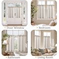 thumbnail image 4 of Striped Linen Kitchen Curtains 36 Inches Tier Curtains Farmhouse Modern Cafe Style Small Window Treatments Airy Light Filtering Rod Pocket for Living Room Bathroom 2 Panels Taupe Grey, 4 of 7